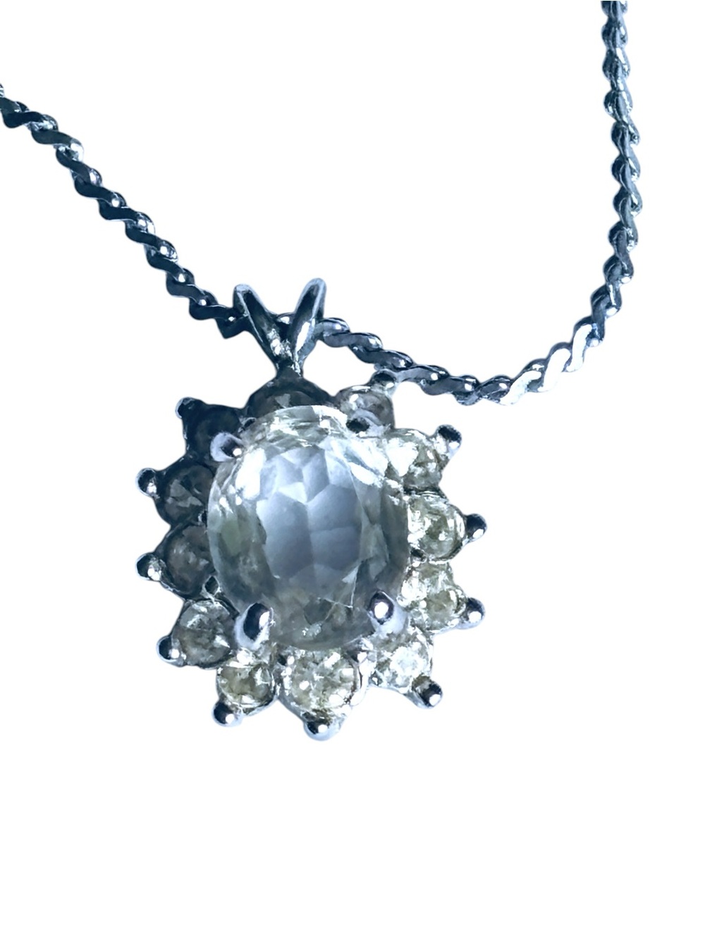 D’Orlan Vintage Signed 80s Starburst Rhinestone Silver Tone Necklace Nina Ricci
